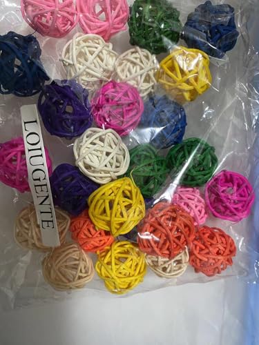 Parrot Chew Toys Bird Toys, 30 Pcs 1.2 inch Rattan Wicker Balls Parakeet Chewing Toys, for Budgies Conures Hamsters Bunny Toy, Decoration for DIY Craft Party Wedding - size: 30pcs-1.2 inches