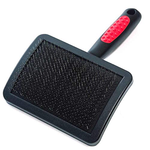 Ryan's Pet Supplies Paw Brothers Hard Pin Curved Back Slicker Brush for Dogs, Professional Grade, Stainless Steel Pins, Ergonomic Handle, Dematt and Detangle, Large, 4.5 in. - size: Large 4.5 in