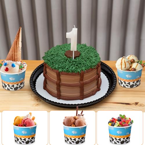 Jingmore 100 Pcs Ice Cream Paper Cups Bulk 8 oz Disposable Dessert Bowls for Hot or Cold Food Snack Treats Gift for Birthday Summer Party Favor Decoration(Cartoon) - style: Cartoon