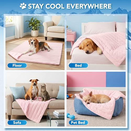 PetAmi Dog Cooling Mat, Q-Max Pet Cooling Blanket with Thick Cushioning, Self Cooling Pad for Dogs & Cats, Reversible Summer Mat for Crate, Couch, Kennel, Pink, Medium (29x40) - color: Pink, size: Medium (29x40)