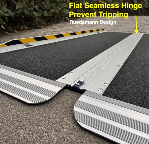 Ruedamann 5FT Portable Wheelchair Ramp for Home Entrance | 30-1/4" Wider Design, Non-Slip Aluminum Folding Ramps for Wheelchairs, Strollers, Scooters, Stairs, Curbs, Doorways - size: 5FT Black(Using Height 5-15'')