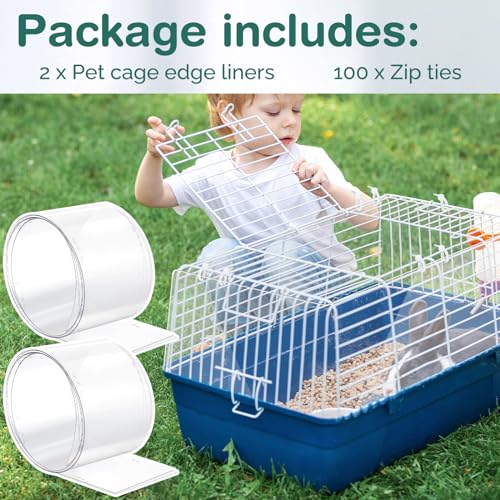 Juexica 2 Pcs 82.7 x 6 Inch Guinea Pig Cage Liner Clear Cuttable Critter Liner with Pre Drilled Holes Urine Guard Extra Long Liner with 100 Zip Ties for Rabbit Hamster Ferret Chinchilla - size: 6 inch wide
