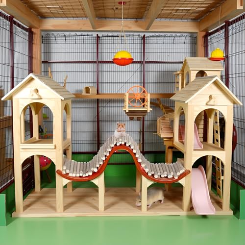 Hamster Toys, Flexible Hamster Wooden Bridge Door Fence Hamster Chew Toys Decor Standing Climbing for Gerbil Chinchilla(23.6in) - size: 60CM