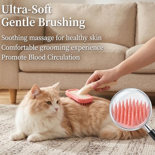 Bunny Brush Short Hair Dog Brush, Soft Silicone Comb Bath Massage Comb | De-Shedding, Easy to Remove Loose Undercoat, for Rabbits Chinchillas Kittens Puppies, During Shedding Season or Bath Time