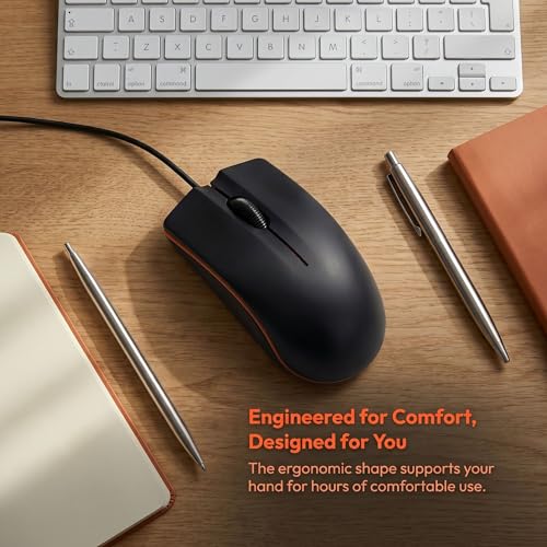 【 Lightweight&Anti Slip Roller - USB Socket 】 2026 Upgraded Business Office Laptop Ergonomic Wired Mouse, Click Without Stuttering, DPI up to 1000, Suitable for Windows 7/8/10/XP Vista Linux System - color: Black, size: Professional Mouse