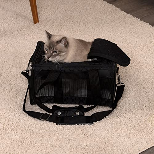 Sherpa Original Deluxe Travel Pet Carrier, Airline Approved & Guaranteed On Board - Black Lattice, Small - color: Black Lattice, size: 15.0"L x 10.0"W x 8.5"H
