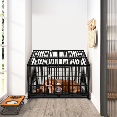 54 Dog Crate with Mat, Large Dog Crat for for Large Dogs, Heavy Duty Dog Kennel Indoor with Roof Top, XL,XXL Dog Cage forTwo Dogs - size: 54''
