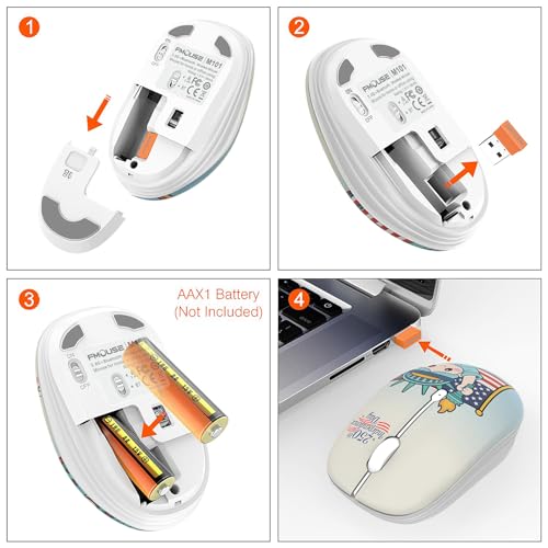 FMOUSE Cute 250th Anniversary Silent Wireless Mouse for Back to School 2026 | Statue of Liberty Patriotic Pattern for Teens & Students | AA Battery Powered | Compatible with Laptop Mac iPad Tablet PC - color: Liberty Statue