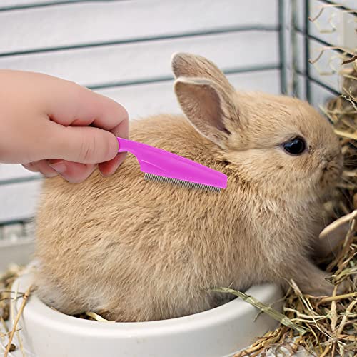 Patelai 4 Pieces Bunny Grooming Kit Rabbit Nail Clipper Rabbit Brush Hair Remover Shampoo Brush with Adjustable Ring Handle for Rabbits Guinea Pig Hamsters Puppy Kitten Hamster Ferret(Pink, Red) - color: Pink, Red