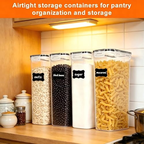 4pk 2.8L Airtight Containers, Clear Stackable Dry Food Storage | 4pk 2.8L airtight canisters with sealed lids block moisture. Sturdy plastic, stackable for kitchen pantry dry food - size: 4 pcs(2.8L)