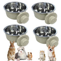 4 Pcs Crate Dog Bowl,Lightweight Stainless Steel Pet Bowls,Kennel Feeder | Removable Kennel Hanging Food Water Feeder No Spilll, Cage Coop Cup for Puppy Cat Rabbit Bunny Ferret Birds Guinea Pigs - size: 4pcs