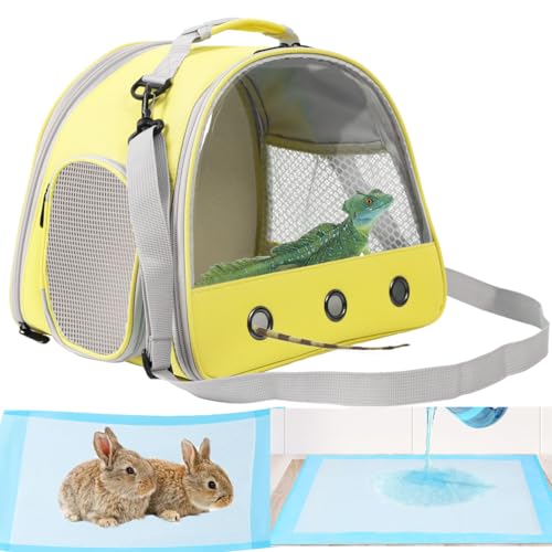 Bunny Travel Carrier with Absorbent Pad Set, Pee Pad with Leak-Proof Quick-Dry Design for Bearded Dragon,Portable Guinea Pig Bag for Sugar Glider,Hedgehog,Rat,Small Pet,Rat,Outdoor Used - color: Yellow
