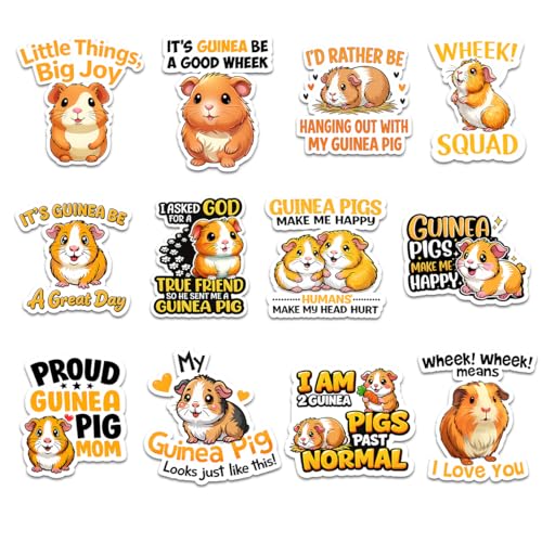 (12pcs-3in) Guinea Pig Sticker Kawaii Pet Animal Lover Vinyl Decal Stickers | Gifts For Parents Friends Teachers Pet Owners Guinea Pig Fans For Laptop Water Bottle Tumbler Mug Notebook Journal Phone Case - color: Guinea Pig, size: 3 Inches