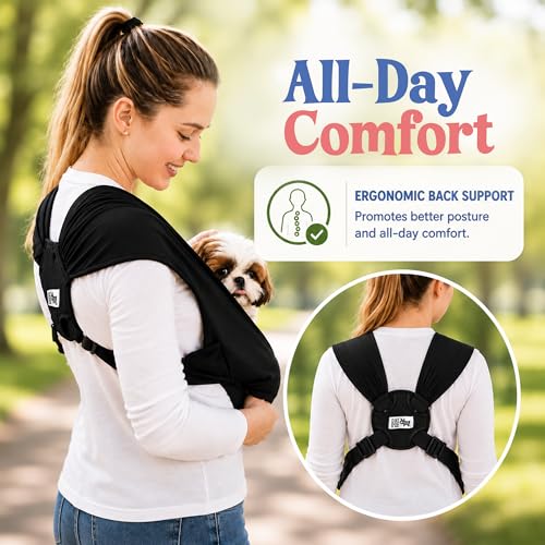 Race&Herd Yorkie Pet Carrier — Dog Sling Carrier for Small Dogs (Onyx) | Puppy Sling Carrier 5-10 lbs, Hands-Free Front Chest Pouch with Adjustable Strap for Walks & Vet Trips