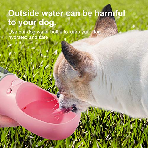 DEYACE Dog Water Bottle, Leak Proof Portable Pet Water Bottles for Dogs, Puppy Water Dispenser with Drinking Feeder for Travel (Pink 12oz) - color: Pink 12oz