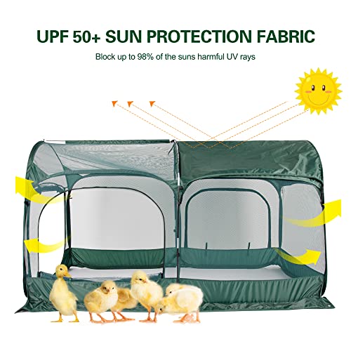 ANC POP Portable Chicken Run Large Pop-Up Chicken Pen for Small Animals Outdoor Gardening Net with 3 Doors and Handbag, Easy to Install and Storage, Green - size: 6.56 × 3.3 FT