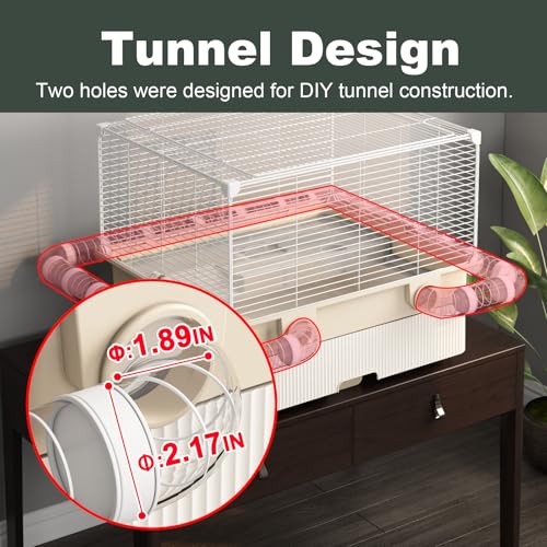 Oneluck 2 Tiers Large Hamster Cages with Accessories,Drawer-Style for Easy Cleaning,Small Animal Habitats for Syrian Hamster,Gerbil, Mice(White)