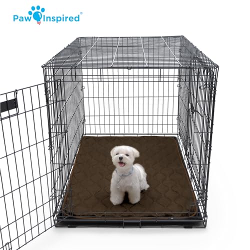 Paw Inspired Washable Padded Crate Mats for Dogs, Gray, 47x29 Inch | Fits 48-inch Kennels, Leakproof, Waterproof Bottom, Plush Dog Pad, Pet Bed - color: Gray, size: 48 Inch
