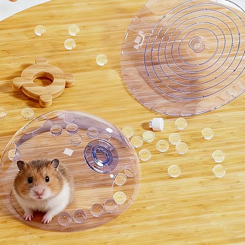 Hamster Wheel, 7 Inch Silent Exercise Running Wheel with Escape Holes, Quiet Spinner Toy for Guinea Pigs, Sugar Gliders, Gerbils (Blue) - color: blue