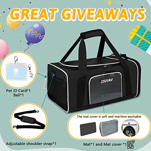 Small Pet Carrier 17" L x 12" W x 8.5" H Airline Approved, Black | for JetBlue/Frontier/Spirit Airlines, Lockable Safety Zippers and Anti-Scratch Mesh, Pets Under 8 lbs - color: Black, size: 17.0"L x 12.0"W x 8.5"H