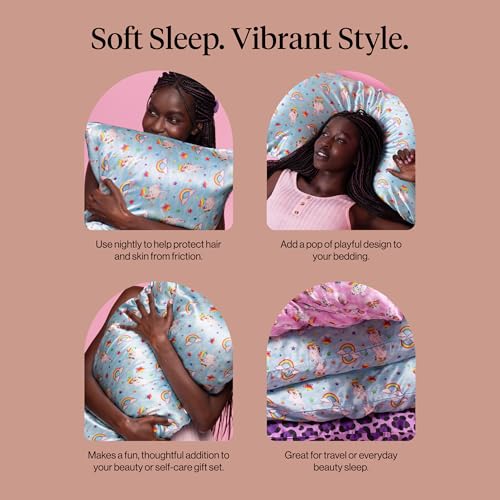 Lisa Frank x Kitsch Satin Pillowcase, Size 19x36 - MarkieTM | Softer Than Silk Pillow Cases, Smooth Cooling Satin Pillow Case for Hair and Skin, Wrinkle-Free, Machine Washable - color: Markietm, size: King (1 Pack)