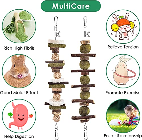 KATUMO Rabbit Chew Toys, Bunny Toys Apple Wood Grass Timothy Treat | DIY Hamster Chew Kit Bunny Teeth Care Molar Toys, Ideal for Rabbit, Guinea Pig, Chinchilla, Hamster, Squirrel, Gerbils - style: 74 PCS