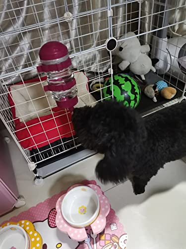 No Drip Dog Kennel Water Bottle Dispenser for Crate, 400ml Dripless Pet Drinking Fountains Kettle with Automatically Feeding Water (Red) (Red) - color: Red