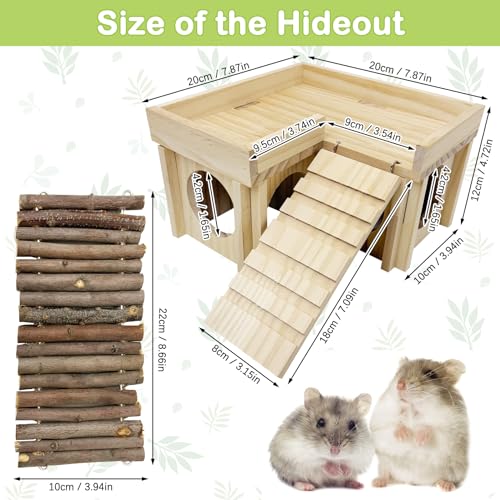 BNOSDM Sugar Glide Cage Accessories 6 Packs Wood Sugar Glider Toys and Hamster Wood House with Ladder Bundle