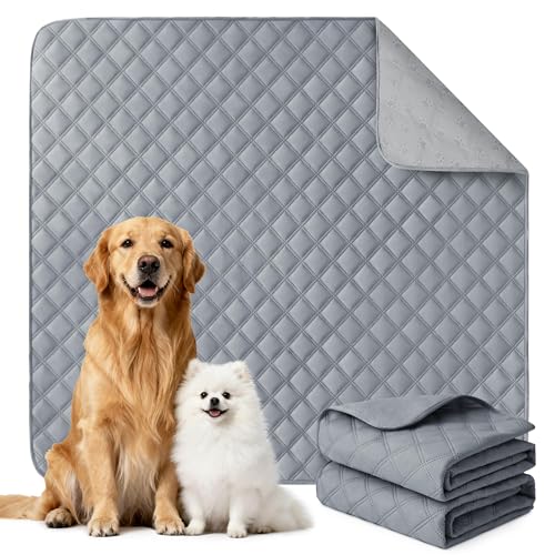 Eterish Reusable Washable Pee Pads for Dogs Large/Extra Large 36'' x 41'' 2 Pack, Absorbent Pet Puppy Dog Training Pads Non-Slip, Waterproof Whelping Potty Pads for Dogs Leak-Proof - color: Gray, size: 2 Pack (36"x41")