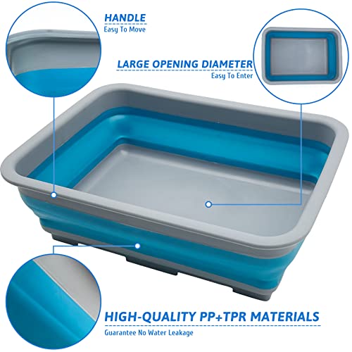 Fhiny Open Cat Litter Box, Kitten Potty Pan Semi-Enclosed Foldable Waterproof Travel Toilet Low Entrance for Indoor Cats Small Pet Kitty Rabbit Supplies Easy to Clean and Assemble - color: Blue-S