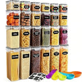 24pcs Airtight Containers, Clear Stackable Dry Food Storage | clear airtight containers with tight lids keep dry food fresh. Safe plastic, stackable for pantry kitchen storage - size: 24 pcs(42L)