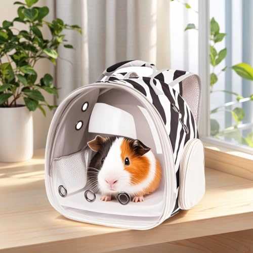 Portable Small Animal Backpack Travel Breathable Pet Carrier Bag Cages for Guinea Pig, Rabbit, Bearded Dragon, Squirrel, Tortoise, Bird, Lizard, Sugar Glider - color: Zebra Print