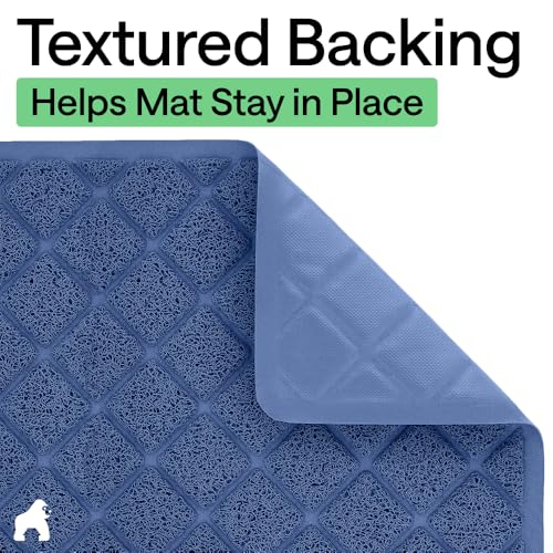 GORILLA GRIP Cat Litter Box Mat, Cushioned Coil Mesh Litter Trapping Mats, Scatter Control Supplies for Less Mess, Phthalate Free, Ultra Deep Catch Grooves, Rinse or Vacuum to Clean, 24x17 Navy Blue - color: Navy, style: Small (24" x 17")