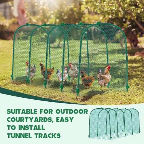 Yalikop Large Chicken Tunnel Coop Run, 157 × 31.5 x 25.5 Inch, Easy to Install Green Yard Poultry Tunnel for Outdoor Yard, Ideal for Chickens, Ducks, Rabbits, and Small Animals