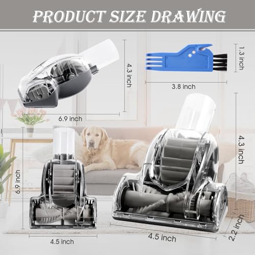 Upgraded Pet Hair Power Brush Tool Attachment for Shark Navigator Lift-Away Deluxe Upright NV360 NV350 NV352 NV356E NV370 NV22L UV420 UV410 UV440 Vacuum Replacement Parts Numbers 119FFJ Gray