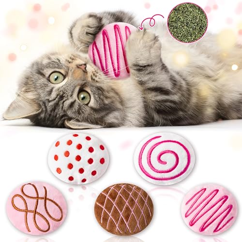 MALLMALL6 Catnip Toys for Cat - 5Pcs Valentines Chocolate Truffles Catmint Interactive Teething Chew Kick Cat Toy for Indoor Kitten, Soft Candy Pet Supplies, Pet Valentines Gifts for Kitten Lover - style: Chocolate Truffles