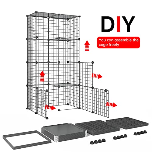 Oneluck Extra Large Cat Cage,4-Tier Catio, DIY Metal Cat Enclosure with Platforms,55 Inch Indoor Cat Cage for 1-3 Cats, Indoor Cat Playpen for Cats Rabbits Small Animals - size: 41.3"L x 27.6"W x 55.1"H