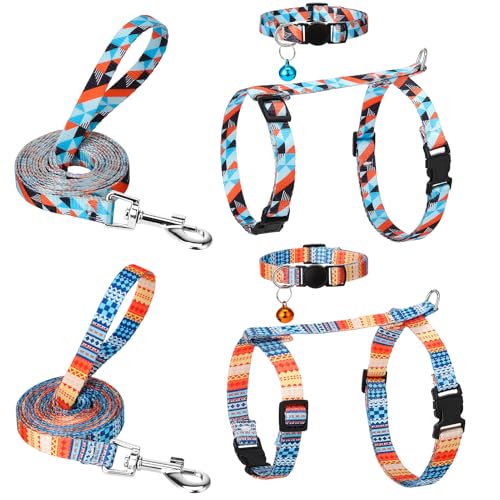 2 Pack Cat Harness and Leash Set Escape Proof Adjustable Cat Harness | Lightweight Soft and Comfortable for Small Medium Cats Walking and Travel - color: Bohemia