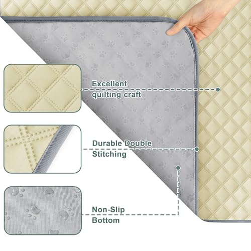 Eterish Reusable Washable Pee Pads for Dogs Large/Extra Large 36'' x 41'' 2 Pack, Absorbent Pet Puppy Dog Training Pads Non-Slip, Waterproof Whelping Potty Pads for Dogs Leak-Proof - color: Beige, size: 2 Pack (36"x41")