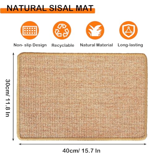 Rabbit Scratching Pad Natural Sisal Bunny Scratch Pad 16 x 12 Inch, Claws and Teeth Care Rabbit Scratcher Mats Chew Toys Indoor Bunny Accessories for Bedding Biting Sleeping Resting(2 Pack) - color: Brown, size: 15.7" x 11.8" (2 Pack)