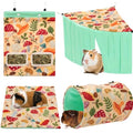 Guinea Pig Hideout Set (4-Pack), Tunnel, Corner Hide, Hay Bag & Mat | Soft Fleece Cute Small Animal Cage Accessories for Guinea Pigs, Bunny, Chinchilla, Hedgehogs, Ferret
