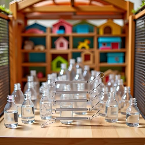 5Pcs Silver Spring with 2 Clips Used Singly or in Combination to Hold Rabbit Water Dispenser Drinking Bottle for Small Animals Feeding and Watering Supplies