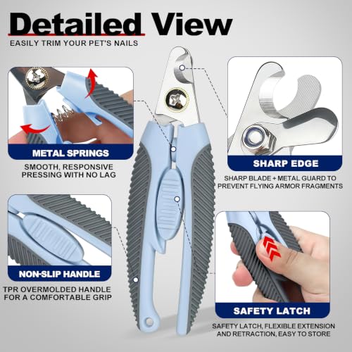 Blue Large Dog Nail Clipper with Guard Dog Nail Trimmer | Stainless Steel Blade,Ergonomic TPR Overmolded Handle,Cat Nail Trimmer,Cat Nail Clipper,Cat Toenail Clipper,Pet Nail Trimmer - color: Blue, size: 6.22in/15.8cm