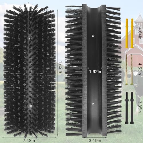 Livestock Scratching Brush Goat Scratcher Brush Full Massage Grooming Tool with 8 Screws for Cow,Cattle,Cow,Sheep, Horses,Pigs - color: Black, size: 2pack