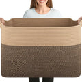 OIASKET 108L Cotton Rope Storage Basket for Living Room and Bedroom 25"x16"x16" Woven Laundry Basket, Heavy Duty Bin for Blankets, Pillows & Toys, Pet-Safe & Scratch-Free, Brown and Black - color: Brown & Black