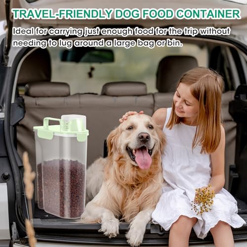 TBMax Travel Dog Food Storage Container 5 lbs with Dog Bowl, Airtight Pet Cat Food Storage Dispenser with Large Spout & Measuring Cup for Kibble Dog Treat Bird Seed Container -Green - color: Green 6Qt