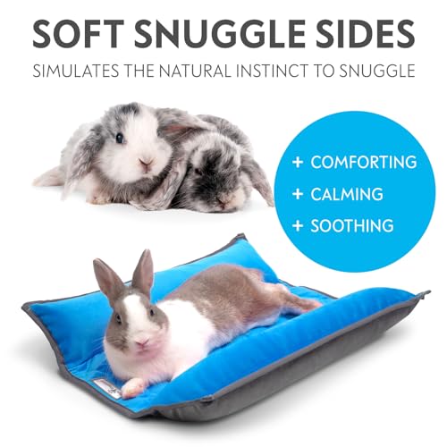 Paw Inspired Snuggle Bunny Bolster Bed, Gray/Blue, 17x17 Inch | Reversible Flop Mat, Ultra-Soft Fleece Bedding with Padded Sides for Rabbits, Cats, Dogs, Small Pets and Animals - color: Gray/Blue