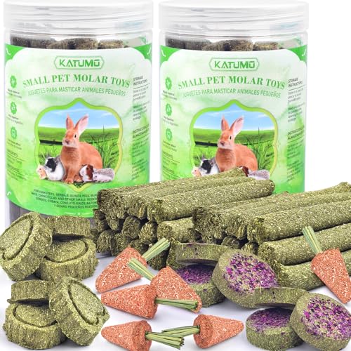 KATUMO Timothy Hay Sticks for Rabbits, Bunny Chew Toys for Teeth | 48PCS, Natural Timothy Grass Molar, Rabbit Chew Toys for Guinea Pig Hamster Bunny Chinchilla Small Animal - size: 0.36 Ounce (Pack of 48)