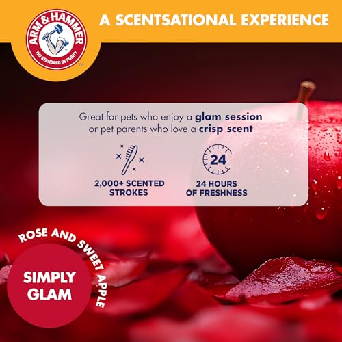 Arm & Hammer Deodorizing Slicker Dog Brush, Sweet Apple & Rose Scent | Fragrance transfer technology, baking soda infused, self-cleaning button, removes loose fur and tangles - size: 1-Pack, style: Slicker Brush - Sweet Apple & Rose