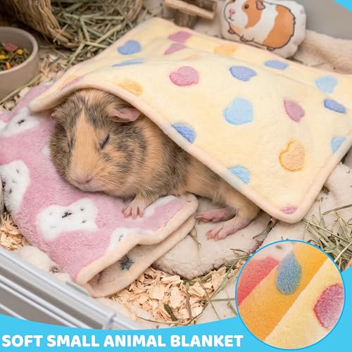 Guinea Pig Blankets 6 Pack, Soft Fleece Small Animal Cage Liners | Washable Pet Bedding Mat & Cozy Cuddle Pads for Rabbit, Hamster, Chinchilla, Hedgehog, Guinea Pig (13.7x13.7in) - color: 6 Pack, size: 13.7"*13.7"